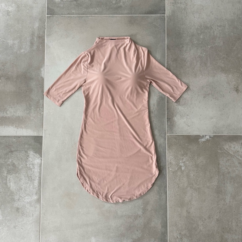 Pink Mini Dress with Mock Neck